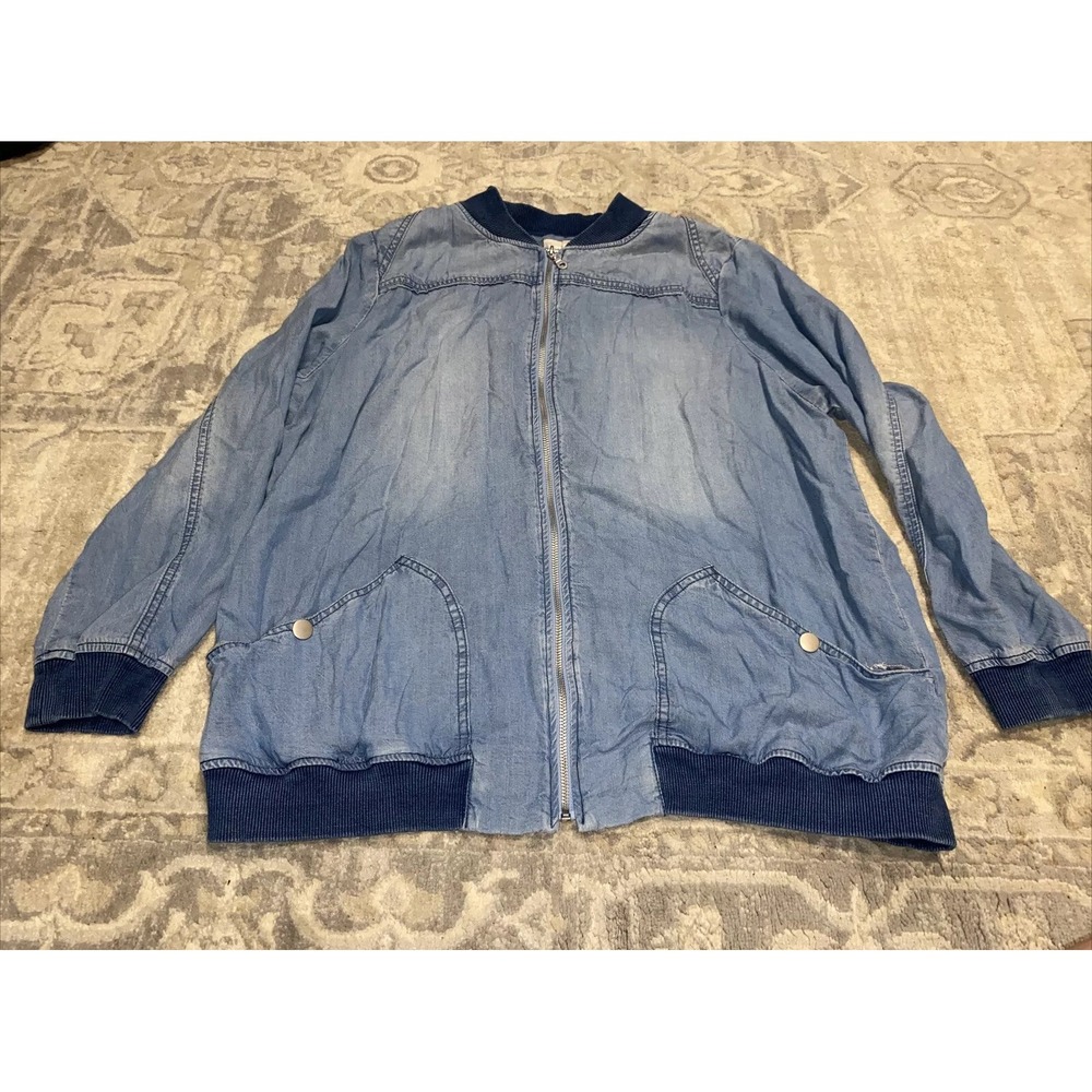 Woman Within Tencel Lyocell‎ Zip denim jean jacket Plus Size 20W